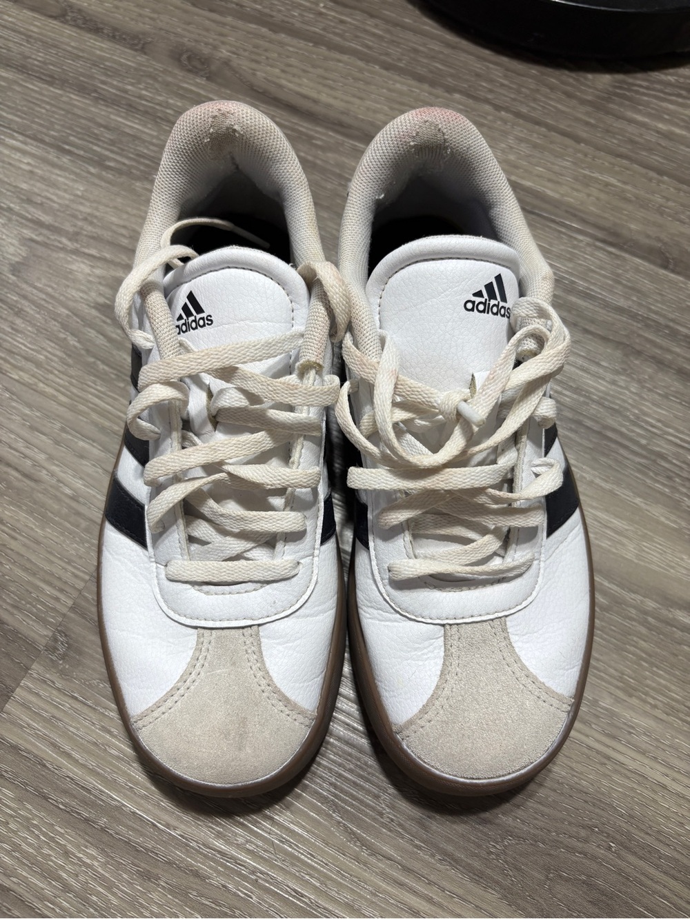 adidas White and Gray Kids Lace-Up Sneakers
